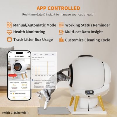 Grand plateau de toilette auto-nettoyage pour chat enfermé dans des meubles en bois pour les conceptions ODM