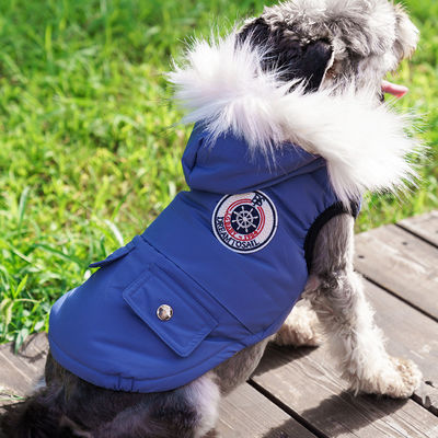 Service de personnalisation fourni Mode Luxe Vêtements d'hiver pour chiens avec collier de fourrure Hoodie