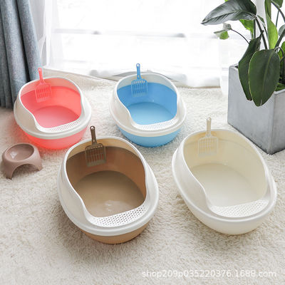 Boîte de litière pour chat anti-éclaboussures Pet Dog Toilette Grand espace chat plateau de chat en plastique pour intérieur