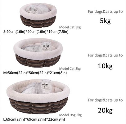 Canapé pour animaux de compagnie Lit à coussin rond à beignets pour chats ou petits chiens Anti-glissement Résistant à l'eau
