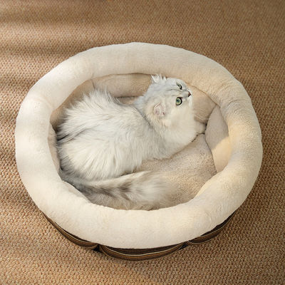 Canapé pour animaux de compagnie Tissu en lin durable Niche de couchage pour les nuits d'hiver chaudes et confortables
