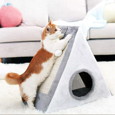 Jeux amusants chats et chiens Lit universel pour animaux de compagnie Lit de jouet pour chat Cadre d'escalade Triangle de chat Table à gratter Aiguiser les griffes Sisal Lit de jouet