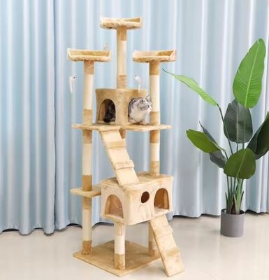 ODM Designs Luxe Meubles en bois naturel pour animaux de compagnie Grand arbre de chat d'escalade Pour gros chats en bois Deux couleurs de corde Sisal