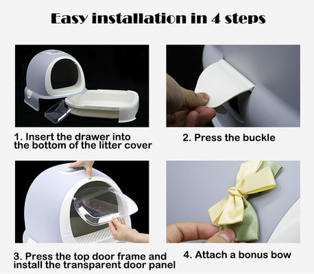 Boîte de litière pour chat fermée spacieuse et durable, facile à nettoyer pour tous les chats