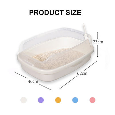 Boîte de litière en plastique propre pour animaux de compagnie avec conception ouverte surdimensionnée et fonction anti-éclaboussures