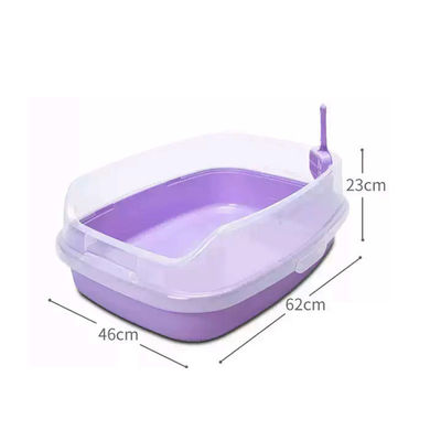 Boîte de litière en plastique propre pour animaux de compagnie avec conception ouverte surdimensionnée et fonction anti-éclaboussures