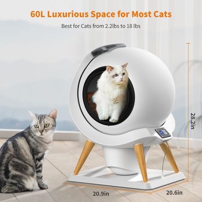 Boîte à ordures intelligente automatique de nettoyage automatique Boîte de toilettes pour chats Grande capacité et contrôle APP