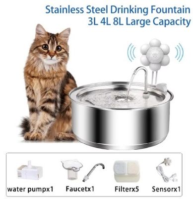 Dispensateur automatique d'eau pour animaux de compagnie en acier inoxydable