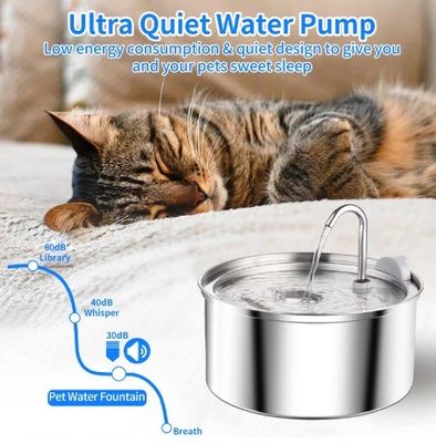 Dispensateur automatique d'eau pour animaux de compagnie en acier inoxydable