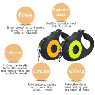 La bande d'alimentation pour animaux de compagnie réglable à décharge rapide 5M 3M ABS rétractable avec rivette