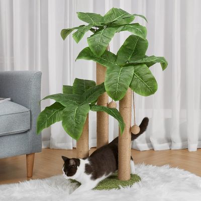 35 pouces de hauteur feuillus décoration arbre de chat pour les chats d'intérieur jouets type arbre de chat jouet bois
