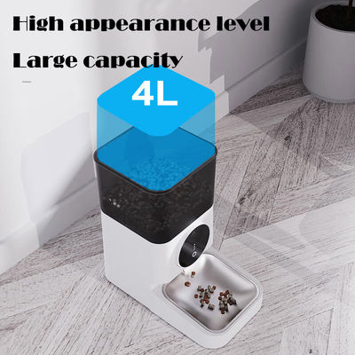 Matériau ABS blanc 4L distributeur de nourriture pour chat avec couvercle verrouillé et contrôle de l'alimentation pour animaux de compagnie chronométrée