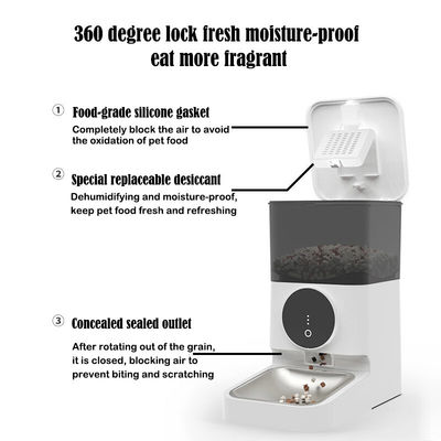 Matériau ABS blanc 4L distributeur de nourriture pour chat avec couvercle verrouillé et contrôle de l'alimentation pour animaux de compagnie chronométrée