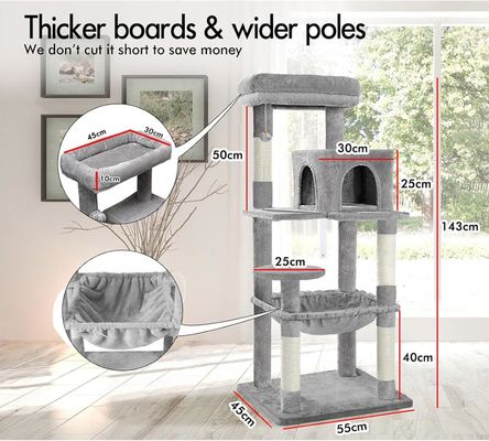 Arbre à chat en couleur optionnelle intégré Sisal Confortable Durable Grand chat Activité gratte-ciel Arbre