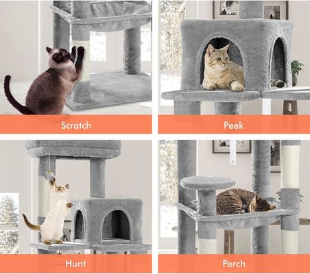 Arbre à chat en couleur optionnelle intégré Sisal Confortable Durable Grand chat Activité gratte-ciel Arbre