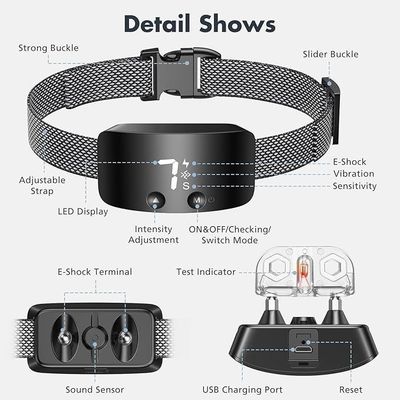 Collier d'entraînement à la sensibilité réglable Collier anti-aboiement rechargeable pour chiens