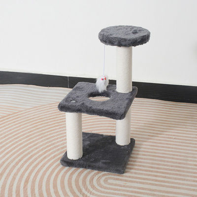 ODM Design Meubles pour chats Beige planche à galets Arbre d'escalade avec colonne Sisal et hamac en peluche