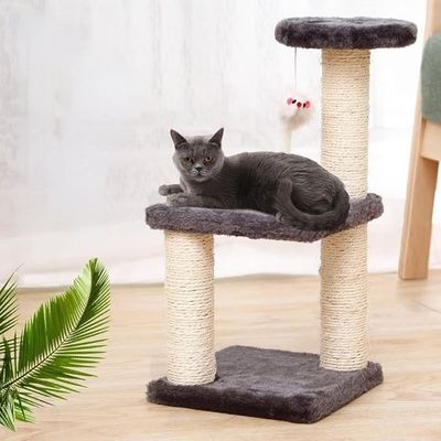 Cadre d'escalade en bois de tour de chat avec nid intégré et colonne d'escalade à plusieurs niveaux