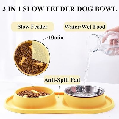 Bouteilles bleues pour chiens à alimentation lente Bouteille pour animaux avec tapis en silicone sans choc Bouteille de conception saine