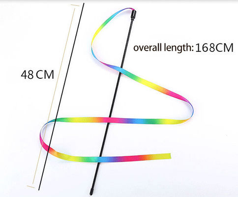 Jouet interactif pour chat classique Rainbow Rope Cat Teaser Stick pour l'exercice du chat et du chaton