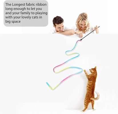 Jouet interactif pour chat classique Rainbow Rope Cat Teaser Stick pour l'exercice du chat et du chaton