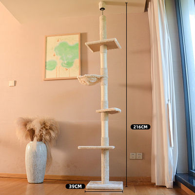 Tour de chat réglable de plancher au plafond avec hamac confortable et fonction de jeu amusant