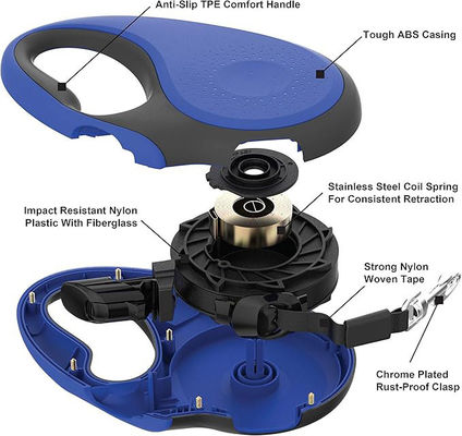 Coiffure de chien rétractable en nylon automatique pour animaux de compagnie avec longueur réglable