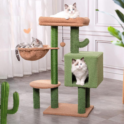 Un arbre de chat de cactus durable de 30 pouces de hauteur Tour de chat à plusieurs niveaux pour le jeu amusant et le condo de chat