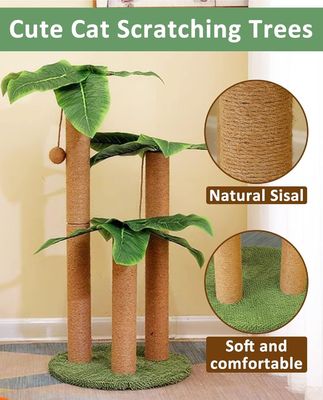 Meubles pour chats Maison d'animaux de 80 cm de haut Sisal naturel Arbre de chat avec boule et 3 piliers