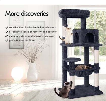 Service de personnalisation fourni 143cm arbre de chat avec perchoir en peluche tour de chat à plusieurs niveaux