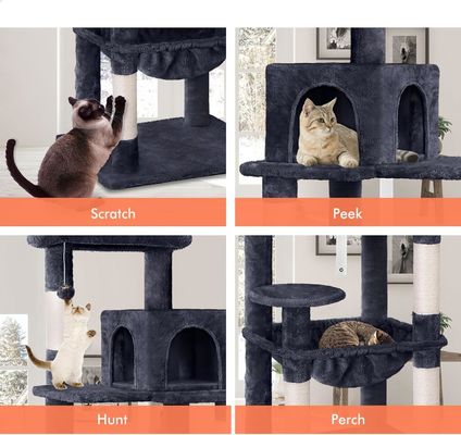 Service de personnalisation fourni 143cm arbre de chat avec perchoir en peluche tour de chat à plusieurs niveaux