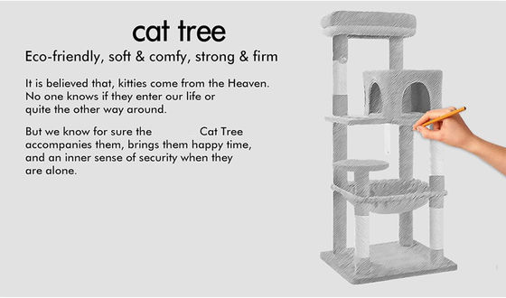 Service de personnalisation fourni 143cm arbre de chat avec perchoir en peluche tour de chat à plusieurs niveaux