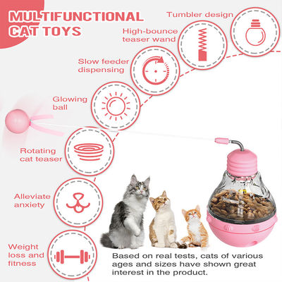 Stimuler l'intérêt des chats en couleur violette mouvement interactif jouet pour animaux de compagnie avec alimentation par gravité nourriture qui fuit