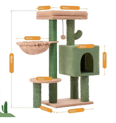 Arbre de chat en bois avec hamac et poteau de grattage