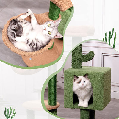 Arbre de chat en bois avec hamac et poteau de grattage