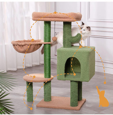 Arbre de chat en bois avec hamac et poteau de grattage