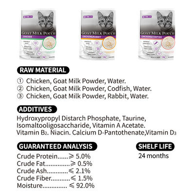 Vitamines et minéraux Caractéristique de santé De qualité supérieure Lait de chèvre Sacoche de lait de chat