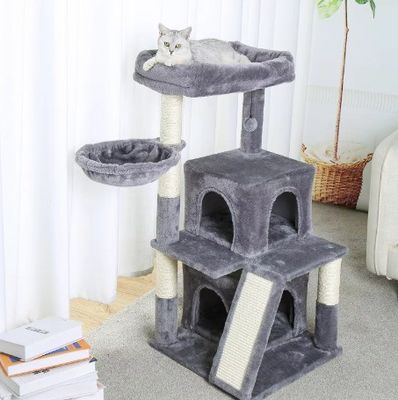 Fonction de jeu amusant Logo personnalisé Eco-friendly Bois gris SISAL Tour de chat pour chats d'intérieur