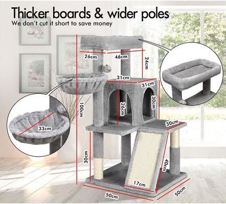 Fonction de jeu amusant Logo personnalisé Eco-friendly Bois gris SISAL Tour de chat pour chats d'intérieur
