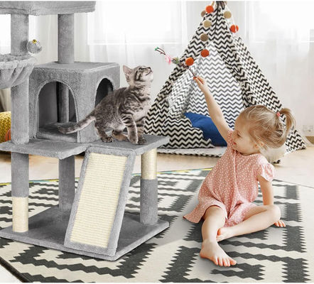 Fonction de jeu amusant Logo personnalisé Eco-friendly Bois gris SISAL Tour de chat pour chats d'intérieur