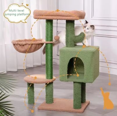 Jouet de maison à rayures de chat Petit chat vert Arbre de cactus Chaton rayureur pour chats d'intérieur