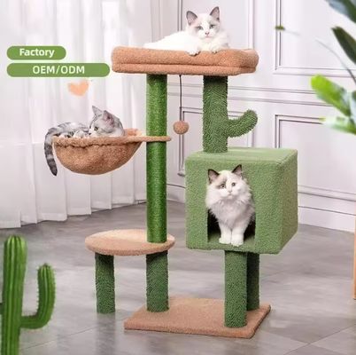 Jouet de maison à rayures de chat Petit chat vert Arbre de cactus Chaton rayureur pour chats d'intérieur