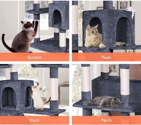 Jeux amusants de luxe à plusieurs niveaux Meubles d'arbre de chat avec des plates-formes de condo