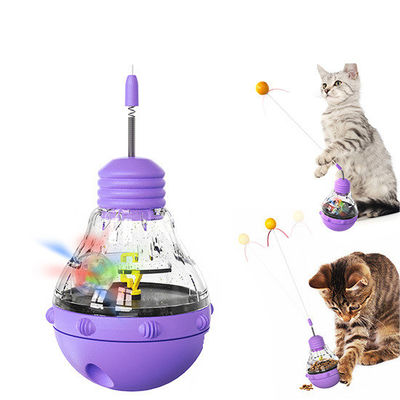 Jouet multi-fonctionnel pour chats à baguette tournante, boule lumineuse et mangeoire lent pour chats d'intérieur