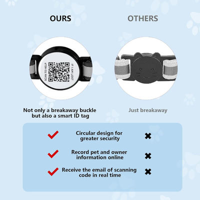 C-04 Collier réglable pour animaux de compagnie avec code QR de contact d'urgence