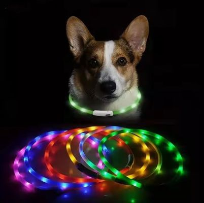 Service de personnalisation fourni Collier pour chien LED en silicone rechargeable USB imperméable