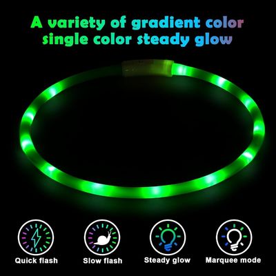 Service de personnalisation fourni Collier pour chien LED en silicone rechargeable USB imperméable
