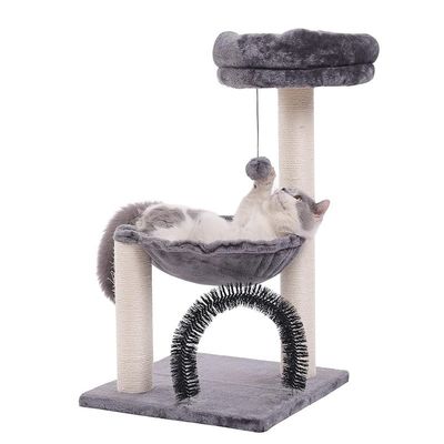 Centre d'activités de jouets en peluche Cat Tower Cat Tree Scratching Centre d'activités de jouets en peluche Grey Cat's Playtime Essentiel