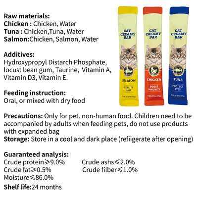 Viande fraîche Snack Cat Strip Trois saveurs de thon Cat Hydratation Pack pour la protection de la santé