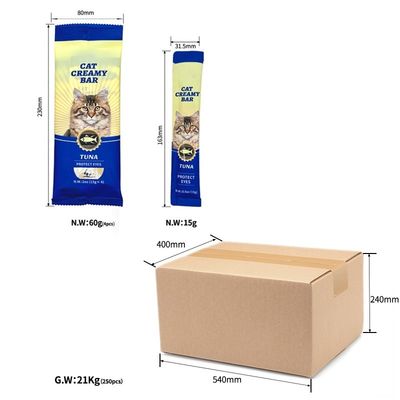 Viande fraîche Snack Cat Strip Trois saveurs de thon Cat Hydratation Pack pour la protection de la santé